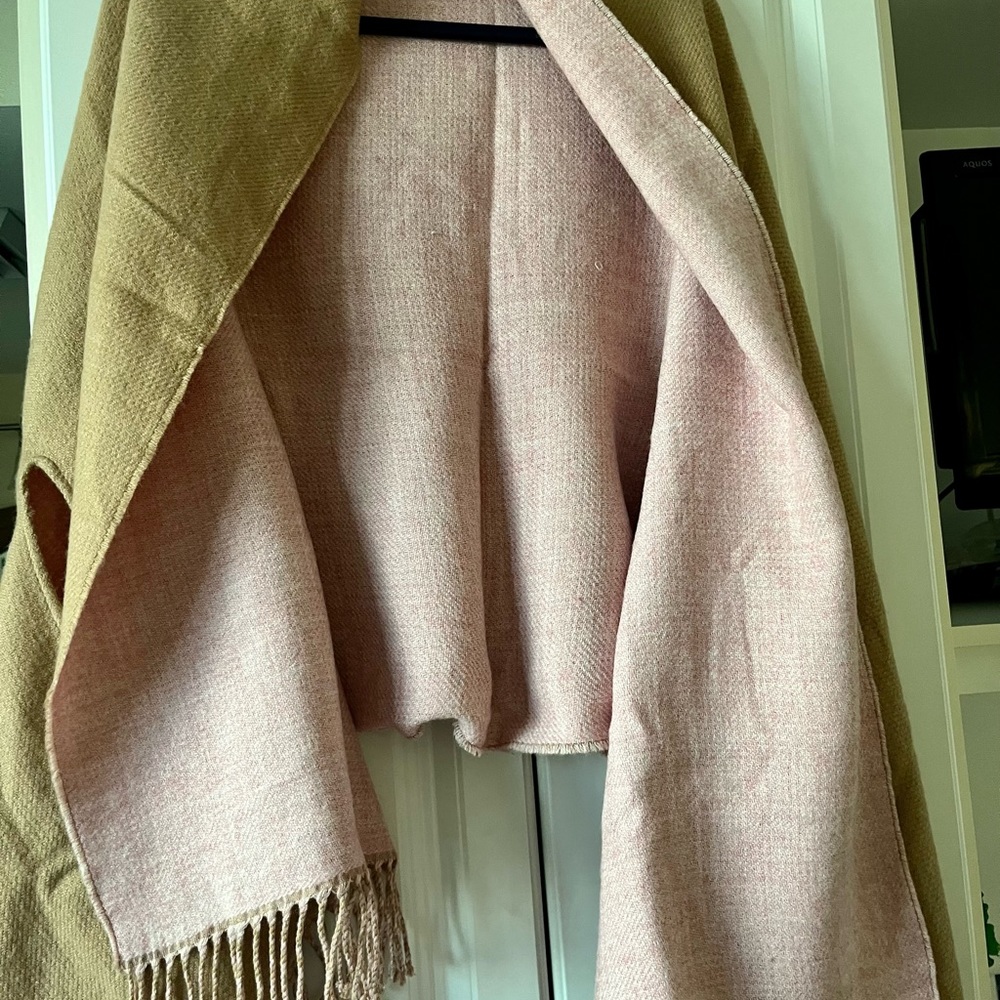 J. Crew Tan and Dusty Pink Reversible Fringe Wrap - Picture 9 of 11